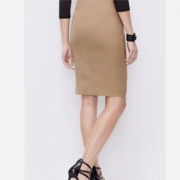 Ann Taylor Black & Tan Color Block Zipper Detail Pencil Skirt - 6 - Picture 2 of 7